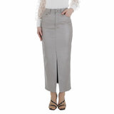 Jupe maxi en cuir gris clair tendance_