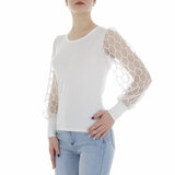 Witte blouse met doorschijnende armen_