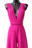 Trendy fuchsia multy way armloze jumpsuit _