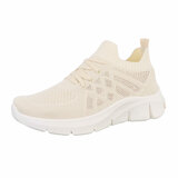 Beige lage textiel sneaker Beatrix_