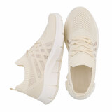 Beige lage textiel sneaker Beatrix_