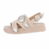 Beige sandaal met platform zool Kasy_