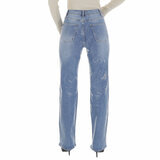 Blauwe jeans met fisch scale effect_