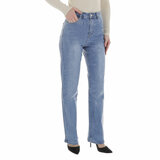 Blauwe jeans met fisch scale effect_