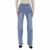 Blauwe jeans met fisch scale effect_