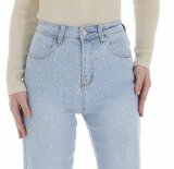 Licht blauwe jeans met parels_