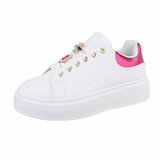 Witte-fuchsia lage sneaker Candice_