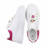 Witte-fuchsia lage sneaker Candice_