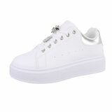 Witte-zilveren lage sneaker Candice_