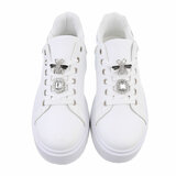 Witte-zilveren lage sneaker Candice_