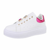 Witte-fuchsia lage sneaker Roliene_