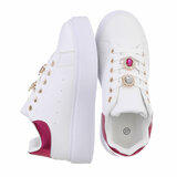 Witte-fuchsia lage sneaker Roliene_