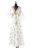 Witte maxi jurk met borduursel in bohemian style_