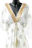 Witte maxi jurk met borduursel in bohemian style_