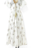 Witte maxi jurk met borduursel in bohemian style_