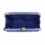 Blauwe clutchbag met satijn_