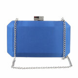 Blauwe clutchbag met satijn_