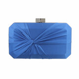 Blauwe clutchbag met satijn_