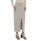 Beige maxi jeans rok_