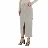 Beige maxi jeans rok_