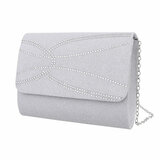 Sac de soirée rectangulaire argent en tissu_