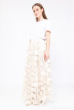 Fashion beige maxi rok in tulle_