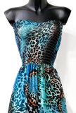 Blauwe jumpsuit met leopardprint_