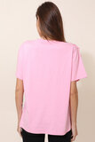 T-shirt en coton rose avec relief 3D_