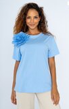 T-shirt en coton bleu avec relief 3D_