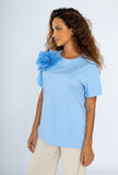 T-shirt en coton bleu avec relief 3D_