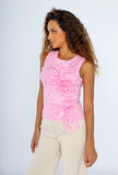 T-shirt sans manches en coton rose avec relief 3D_