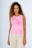 T-shirt sans manches en coton rose avec relief 3D_