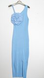 Wit-rose-blauwe maxi jurk in maille_