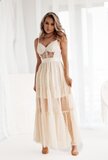 Elegante cream maxi jurk in kant_