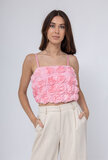 Trendy rose-blauwe crop top met bloemen_