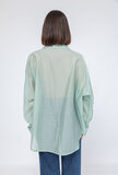 Trendy licht groene doorschijnende hemdblouse_