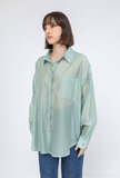 Trendy licht groene doorschijnende hemdblouse_