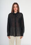 Trendy zwarte doorschijnende hemdblouse_