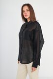 Trendy zwarte doorschijnende hemdblouse_