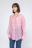 Trendy rose doorschijnende hemdblouse_