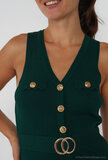 Groen-zwarte 3/4 bodycon jurk_