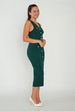 Groen-zwarte 3/4 bodycon jurk_