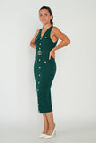 Groen-zwarte 3/4 bodycon jurk_