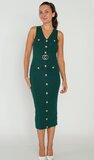 Groen-zwarte 3/4 bodycon jurk_