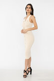 Beige 3/4 bodycon jurk_