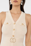 Beige 3/4 bodycon jurk_