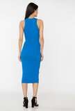 Blauwe 3/4 bodycon jurk_