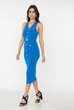 Blauwe 3/4 bodycon jurk_