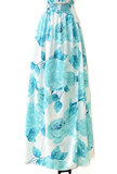 Trendy licht blauwe maxi halterjurk met print_