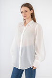 Trendy witte doorschijnende hemdblouse met sterren deco_